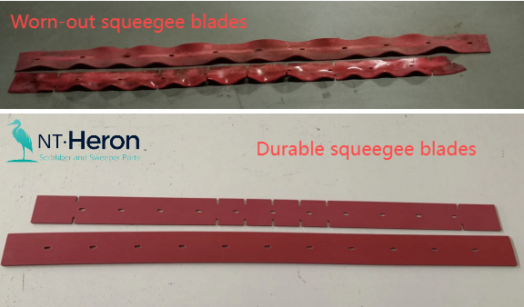 Compare new and worn 24-inch squeegee blades