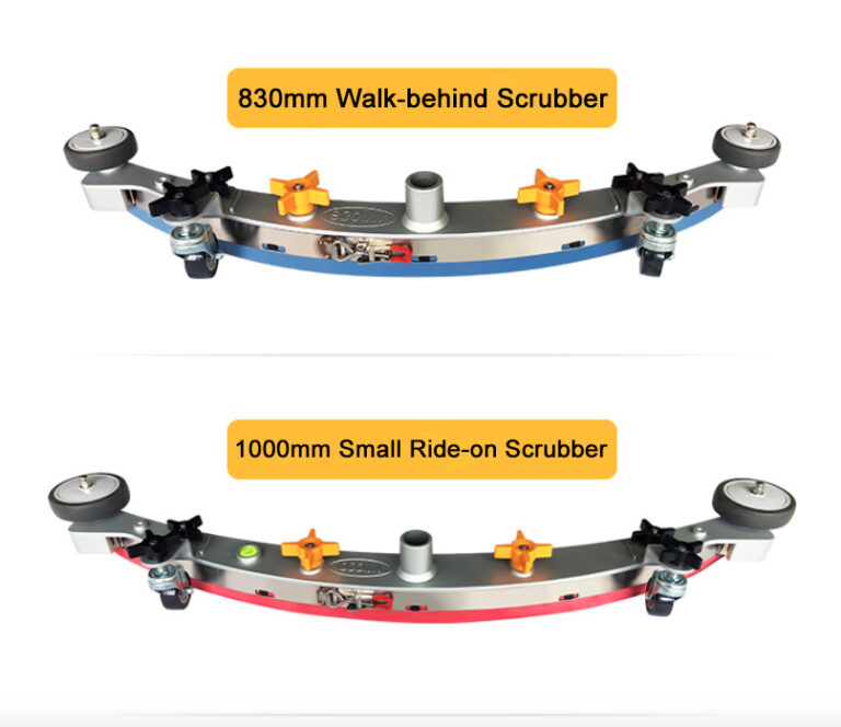 830mm walk behind and 1000mm small ride on floor scrubber squeegee tool frame replacements with rubber blades.